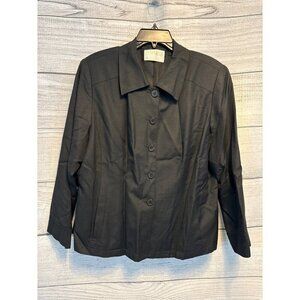 Elisabeth By Liz Claiborne Black Button-Down Blazer Size 14P